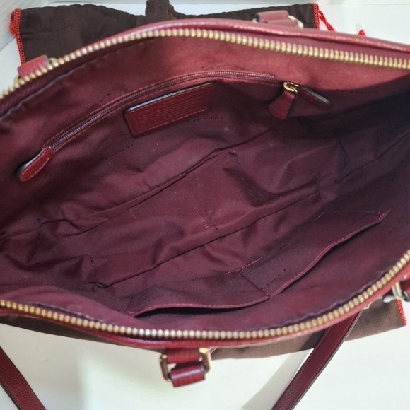 Coach Central Pebble Leather Satchel Red Maroon Medium Sized Crossbody Purse EUC - Picture 6 of 17